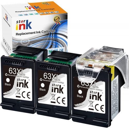  St@r ink Remanufactured ink Cartridge Replacement for HP 63 XL 63XL Black for DeskJet 1110 1112 2130 3630 3632 3634 3639 Envy 4520 4510 4512 OfficeJet 3830 5255 4650 4652 5220 5230