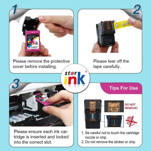  st@r ink Remanufactured ink Cartridge Replacement for HP 62 XL 62XL (Black) for Envy 5540 7640 5660 5640 5661 5643 7645 5663 5642 5644 5549 OfficeJet 250 200 5740 5745 5746 8040, 1