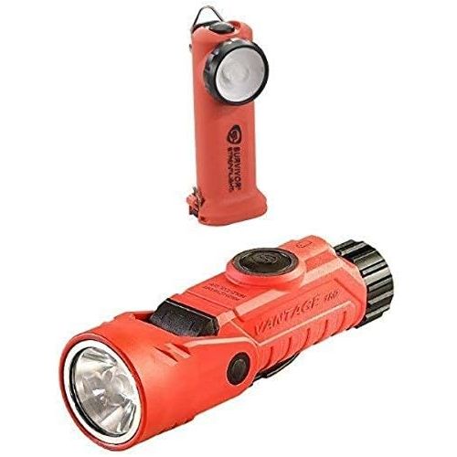  Streamlight Vantage 180 HelmetRight-Angle Multi-Function Flashlight and Survivor LED Right Angle Rechargeable Flashlight, 6-34-Inch, Orange