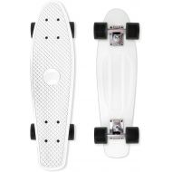 Street Surfing Beach Board Glow White Complete Plastic Mini Cruiser Retro 22” Skateboard for Kids Teens Adults - Intermediate and Beginner Skate for Boys and Girls with Light Up Wh