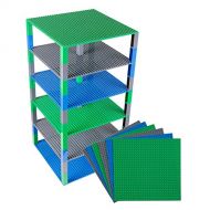Strictly Briks Classic Baseplates 10 x 10 Brik Tower 100% Compatible with All Major Brands | Building Bricks for Towers, Shelves and More | 6 Baseplates & 50 Stackers in Blue Green