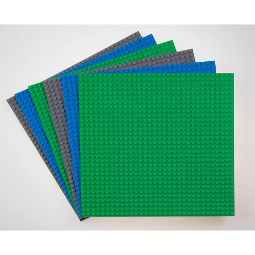  Strictly Briks Classic Baseplates 10 x 10 Brik Tower 100% Compatible with All Major Brands | Building Bricks for Towers, Shelves and More | 6 Baseplates & 50 Stackers in Blue Green