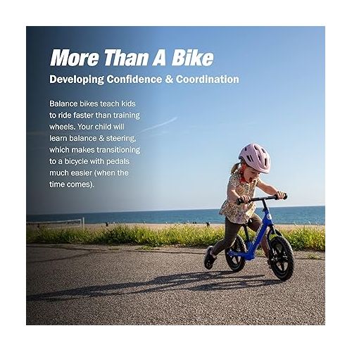  Strider 12” Classic Bike - No Pedal Balance Bicycle for Kids 18 Months to 3 Years - Includes Built-In Footrest, Handlebar Grips & Flat-Free Tires