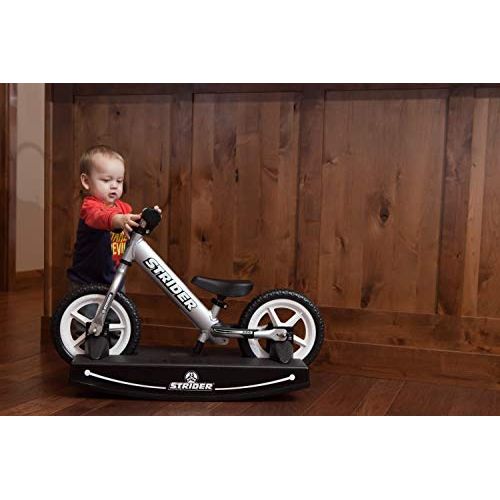  Strider - 12 Pro Baby Bundle with Balance Bike and Rocking Base, Ages 6 Months to 5 Years, Silver