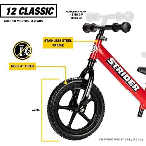  Strider - 12 Classic Balance Bike, Ages 18 Months to 3 Years