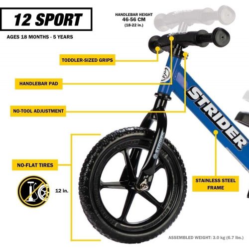  [무료배송]스트라이더 12인치 Strider 12inch 스포츠 밸런스 바이크 어린이용 18개월 5세 Sport Balance Bike, Ages 18 Months to 5 Years