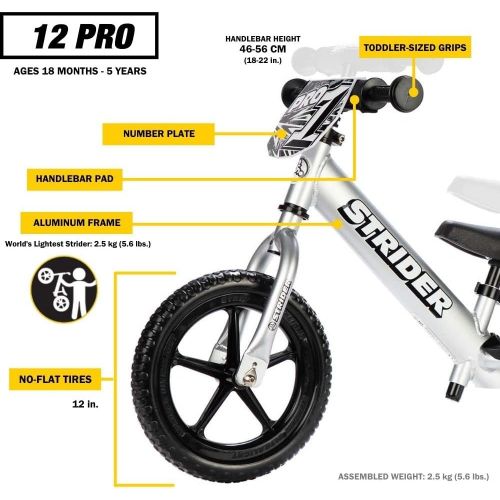 [아마존베스트]Strider - 12 Pro Balance Bike, Limited Edition Black Pearl