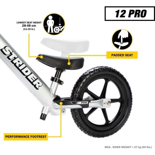  [아마존베스트]Strider - 12 Pro Balance Bike, Limited Edition Black Pearl