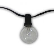 String Light Company Savannah 50-Ft Globe String Lights with 50 Sockets and 50 Clear G50 Bulbs, 18 Gauge Black Cord
