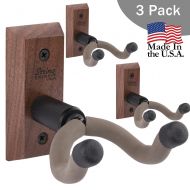 String Swing 3 pack CC01K-BW Hardwood Home and Studio Guitar Keeper - Black Walnut Acoustic Electric Guitar Hanger