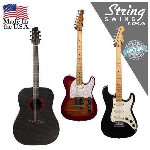  String Swing 3 pack CC01K-BW Hardwood Home and Studio Guitar Keeper - Black Walnut Acoustic Electric Guitar Hanger