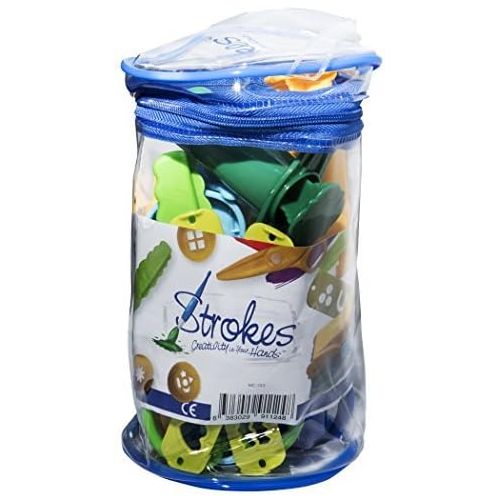  [아마존베스트]Strokes Art Durable Clay and Dough Tools 15 Piece Set Extruder Factory Shapes With Scissors - Create Hours Of Creativity - Ages 3 & Up - Includes Handy Storage Bag