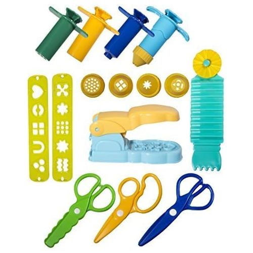  [아마존베스트]Strokes Art Durable Clay and Dough Tools 15 Piece Set Extruder Factory Shapes With Scissors - Create Hours Of Creativity - Ages 3 & Up - Includes Handy Storage Bag