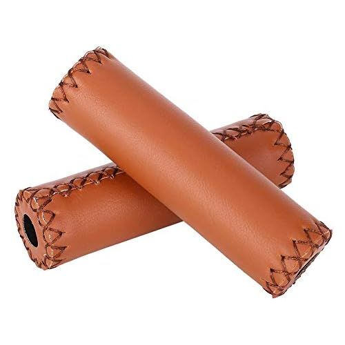  [아마존베스트]stronerliou 1 Pair Three Colours Retro Faux Leather Bicycle Handlebar Grips Bicycle Handle Cover Grips