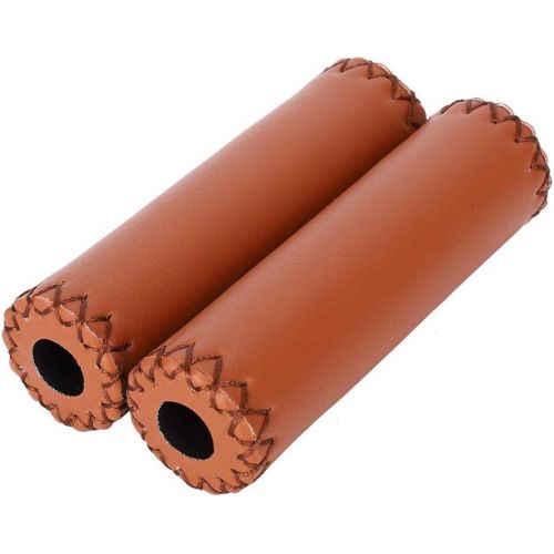  [아마존베스트]stronerliou 1 Pair Three Colours Retro Faux Leather Bicycle Handlebar Grips Bicycle Handle Cover Grips