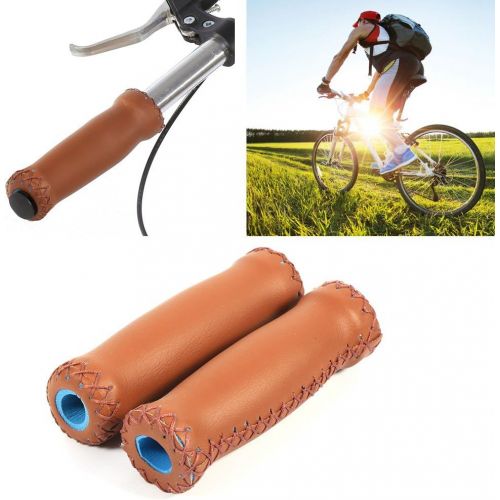  [아마존베스트]stronerliou 1 Pair Three Colours Retro Faux Leather Bicycle Handlebar Grips Bicycle Handle Cover Grips