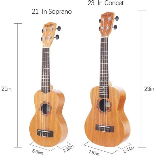  Strong Wind Ukulele Mahogany Ukuleles for Beginner Ukulele Pack Concert Ukulele Starter Kid Guitar 23 Inch Uke for Kids Student and Adult with Gig Bag