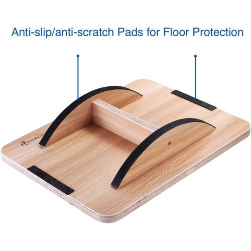  [아마존핫딜][아마존 핫딜] StrongTek Professional Wooden Balance Board, Rocker Board, 17.5 Inch Wood Standing Desk Accessory, Balancing Board for Under Desk, Anti Slip Roller, Core Strength, Stability, Office Wobble B