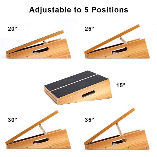  StrongTek Professional Wooden Slant Board, Adjustable Incline Board and Calf Stretcher, Stretch Board - Extra Side-Handle Design for Portability