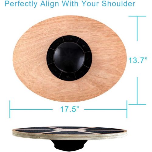  StrongTek Oval Wood Balance Board and Wobble Boards Rocker, Balance Disc, Core Strength Exercise Fitness Accessory, Workout Stability Equipment, Yoga Stretching, Standing Desk Use