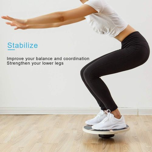  StrongTek Oval Wood Balance Board and Wobble Boards Rocker, Balance Disc, Core Strength Exercise Fitness Accessory, Workout Stability Equipment, Yoga Stretching, Standing Desk Use