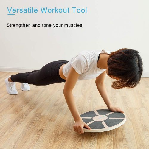  StrongTek Oval Wood Balance Board and Wobble Boards Rocker, Balance Disc, Core Strength Exercise Fitness Accessory, Workout Stability Equipment, Yoga Stretching, Standing Desk Use