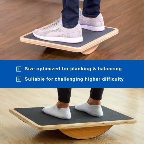  StrongTek Professional Wooden Balance Board, Rocker Board, 17.5 Inch Wood Standing Desk Accessory, Balancing Board for Under Desk, Anti Slip Roller, Core Strength, Stability, Offic