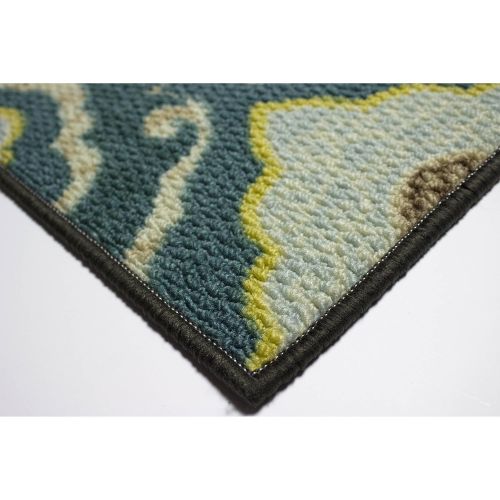  Structures Julianna Textured Printed Accent Rug, Blue/Yellow 26 x 45