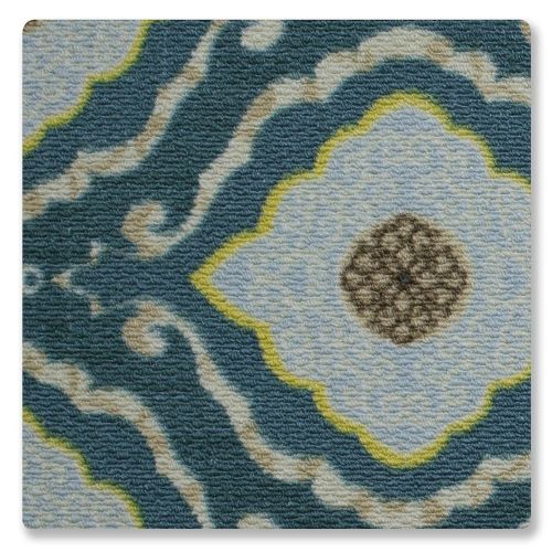  Structures Julianna Textured Printed Accent Rug, Blue/Yellow 26 x 45