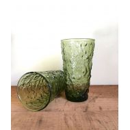 /Stuartroadvintage Vintage Lido or Milano Green Beverage Glasses, Set of Two, Avocado Green