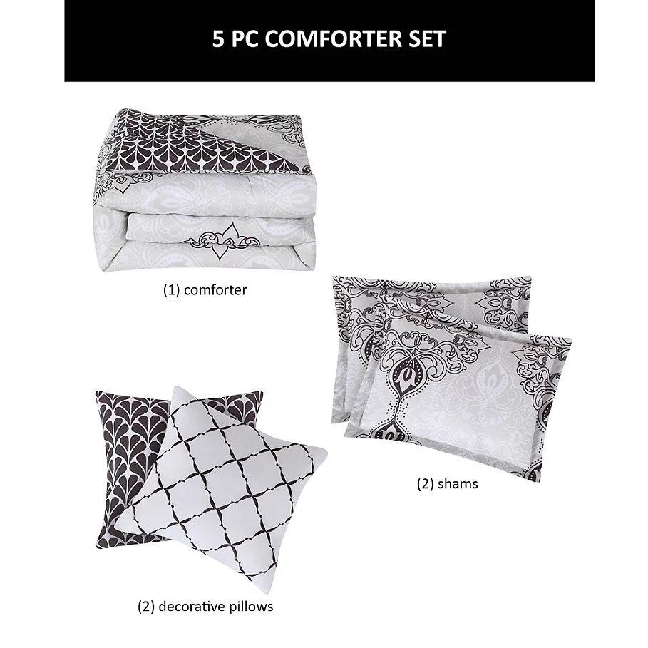  Studio 17 Celine Reversible Comforter Set in Charcoal