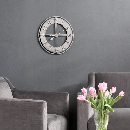  Studio Designs Home Industrial Loft 15 inches Metal Wall Clock, Brushed Steel
