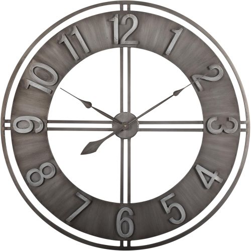  Studio Designs Home Industrial Loft 15 inches Metal Wall Clock, Brushed Steel