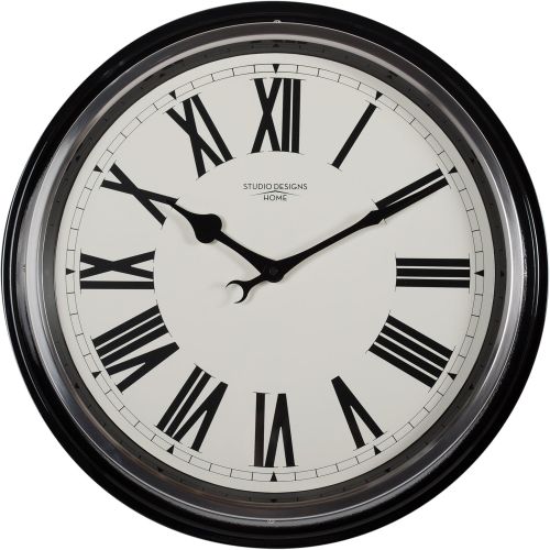  Studio Designs Home Industrial Loft 15 inches Metal Wall Clock, Brushed Steel