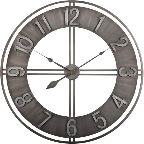  Studio Designs Home Industrial Loft 15 inches Metal Wall Clock, Brushed Steel