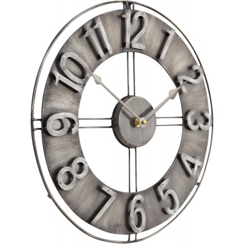  Studio Designs Home Industrial Loft 15 inches Metal Wall Clock, Brushed Steel