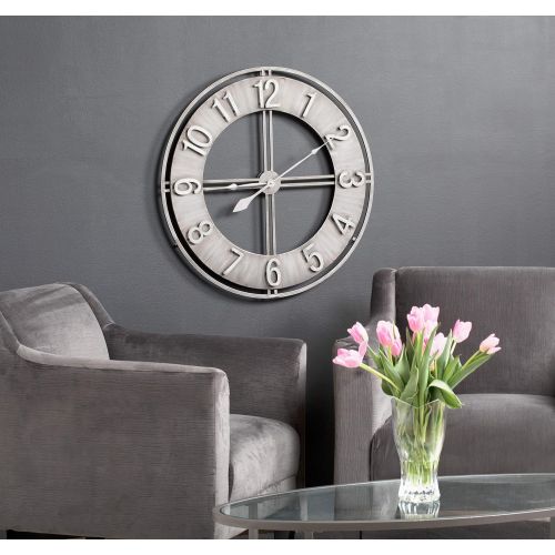  Studio Designs Home Industrial Loft 15 inches Metal Wall Clock, Brushed Steel