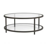 Studio Designs Home 71003.0 Camber Round Coffee Table In Pewter With Clear Glass