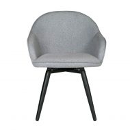 Studio Designs Home Dome Upholstered Swivel Dining, Office Chair with Arms and Metal Legs, in Heather Grey