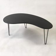 Studio1212 Black Mid Century Modern Coffee Table - Kidney Bean Shaped - Atomic Era Biomorphic Boomerang Design In Dyed Bamboo