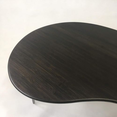  Studio1212 Black Mid Century Modern Coffee Table - Kidney Bean Shaped - Atomic Era Biomorphic Boomerang Design In Dyed Bamboo