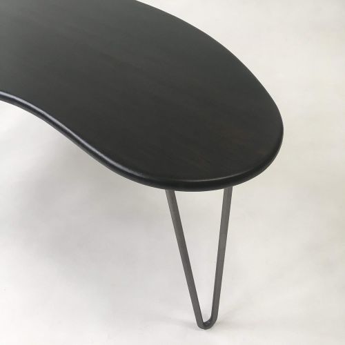  Studio1212 Black Mid Century Modern Coffee Table - Kidney Bean Shaped - Atomic Era Biomorphic Boomerang Design In Dyed Bamboo