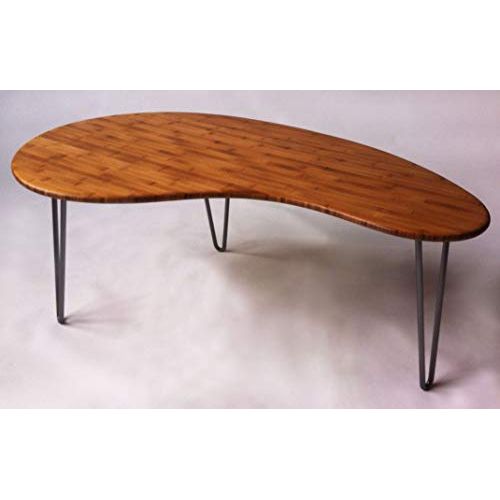  Studio1212 Mid Century Modern CoffeeCocktail Table Kidney Bean Shaped Atomic Eames Era Boomerang Design in Natural Caramelized Bamboo