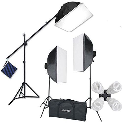  StudioFX H9004SB2 2400 Watt Large Photography Softbox Continuous Photo Lighting Kit 16 x 24 + Boom Arm Hairlight with Sandbag H9004SB2 by Kaezi