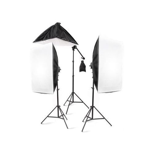  StudioFX 2400 Watt Large Photography Softbox Continuous Photo Lighting Kit 28 x 20 + Boom Arm Hairlight with Sandbag by Kaezi