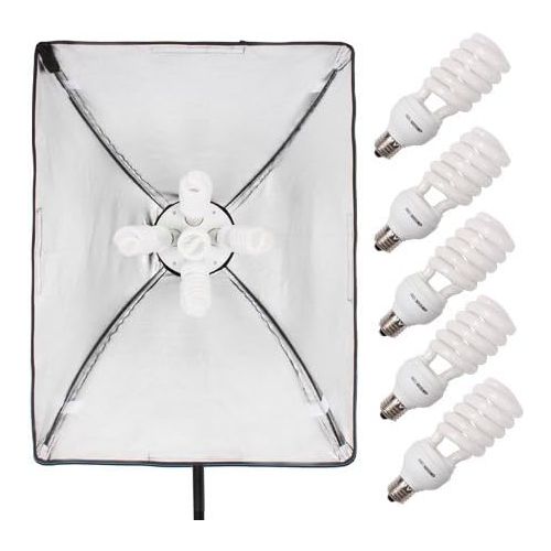  StudioFX 2400 Watt Large Photography Softbox Continuous Photo Lighting Kit 28 x 20 + Boom Arm Hairlight with Sandbag by Kaezi