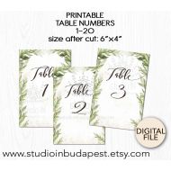 StudioInBudapest Green Wedding Table Numbers 1-20, Printable Table sign, green table number, forest table numbers, Rustic table sign, event table number,