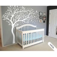 /StudioQuee White Tree Wall Decal Large Tree wall decal Wall Mural Stickers Wall Decals Decor Nursery Tree and Birds Wall Art Tattoo Nature - 099