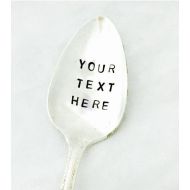 /Studiobytheshore Customized Stamped Spoon, Your Message On Spoon, Personalized Gift, Stamped Vintage Spoon