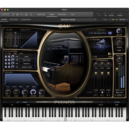  Studiologic SL88 Grand Hammer Action Keyboard Controller and EastWest Quantum Leap Pianos Bundle